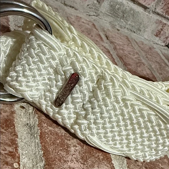 Womens Lauren by Ralph Lauren Cream Woven Belt with Silver Buckle - Picture 3 of 6